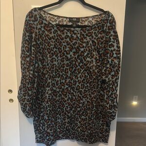 AGB Blue and Brown Leopard Print Sweater